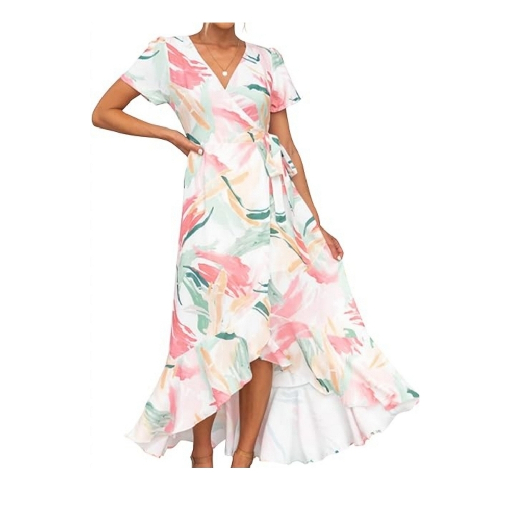 Zesica Boho Floral Wrap Maxi Dress Size Small